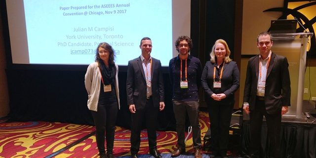 Group photo of ASEES Session Transgressing the Red Line: Ethical Criticism and Political Risk in Eastern Europe with Cicilia Sottilotta, Johannes Leitner, Julian Campisi, Elena Denisova-Schmitdt, Hannes Meissner
