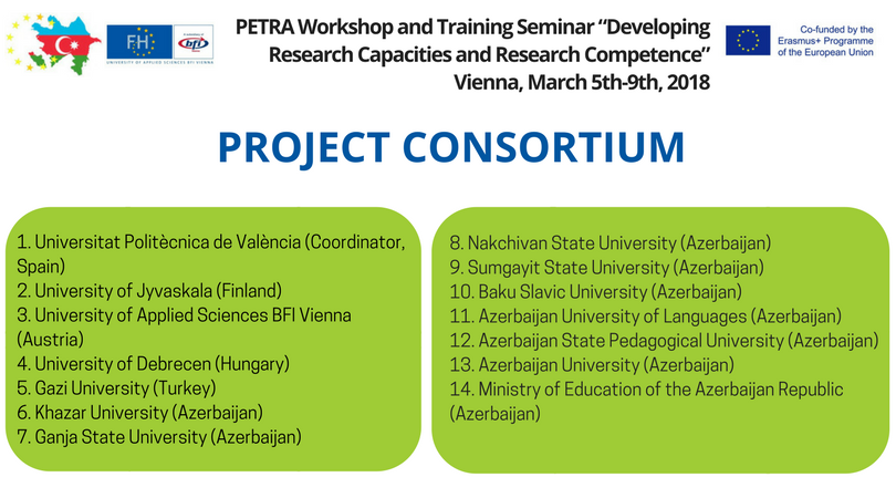 Auflistung des PETRA Projektkonsortiums
